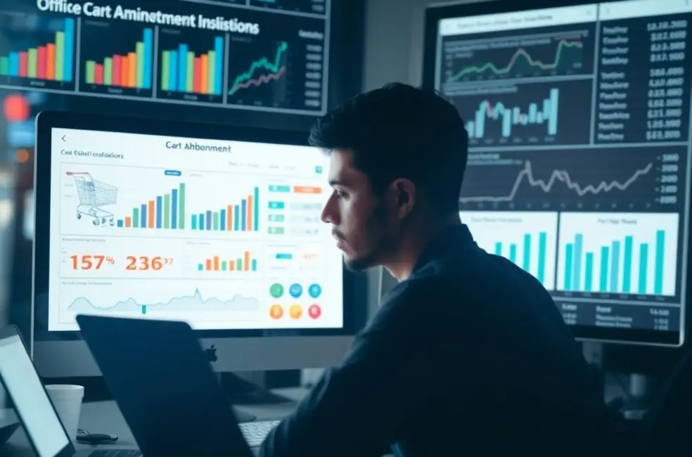 Pessoa analisando estatísticas sobre carrinhos abandonados.